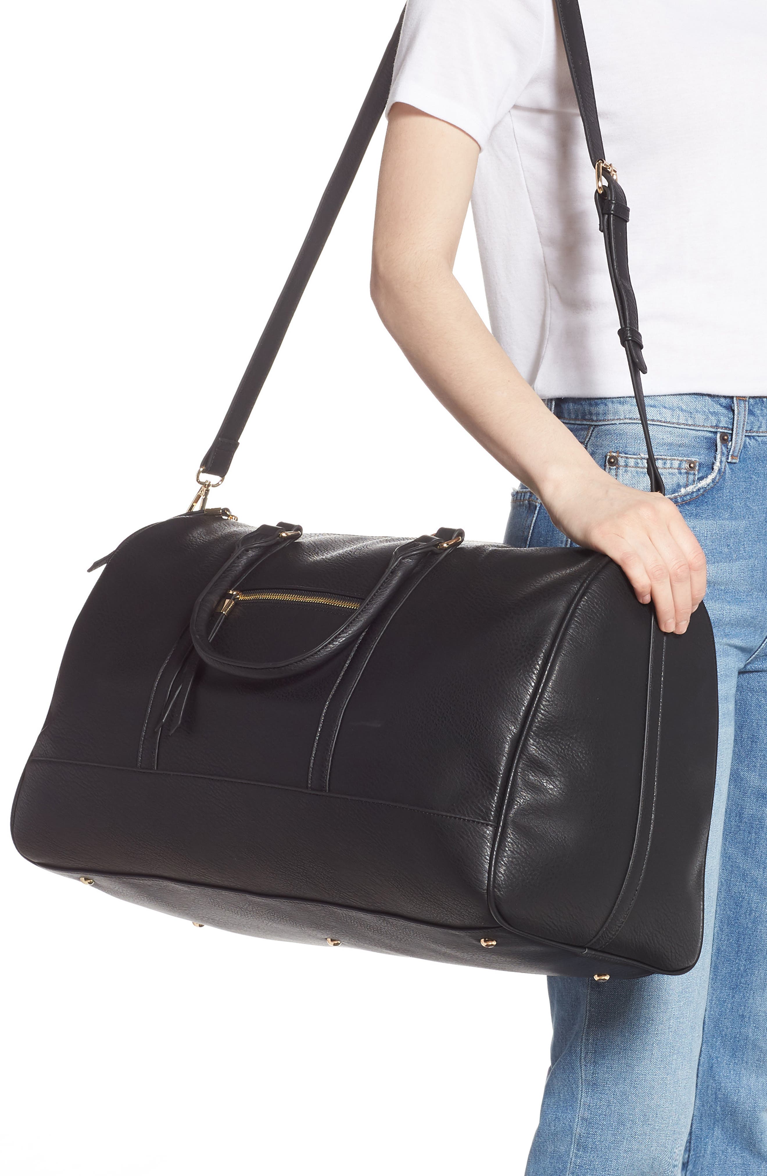 Sole Society Devon Faux Leather Weekend Duffle Bag, Alternate, color, 