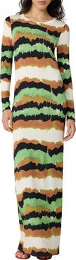 Diane von Furstenberg Robin Abstract Stripe Long Sleeve Column Dress