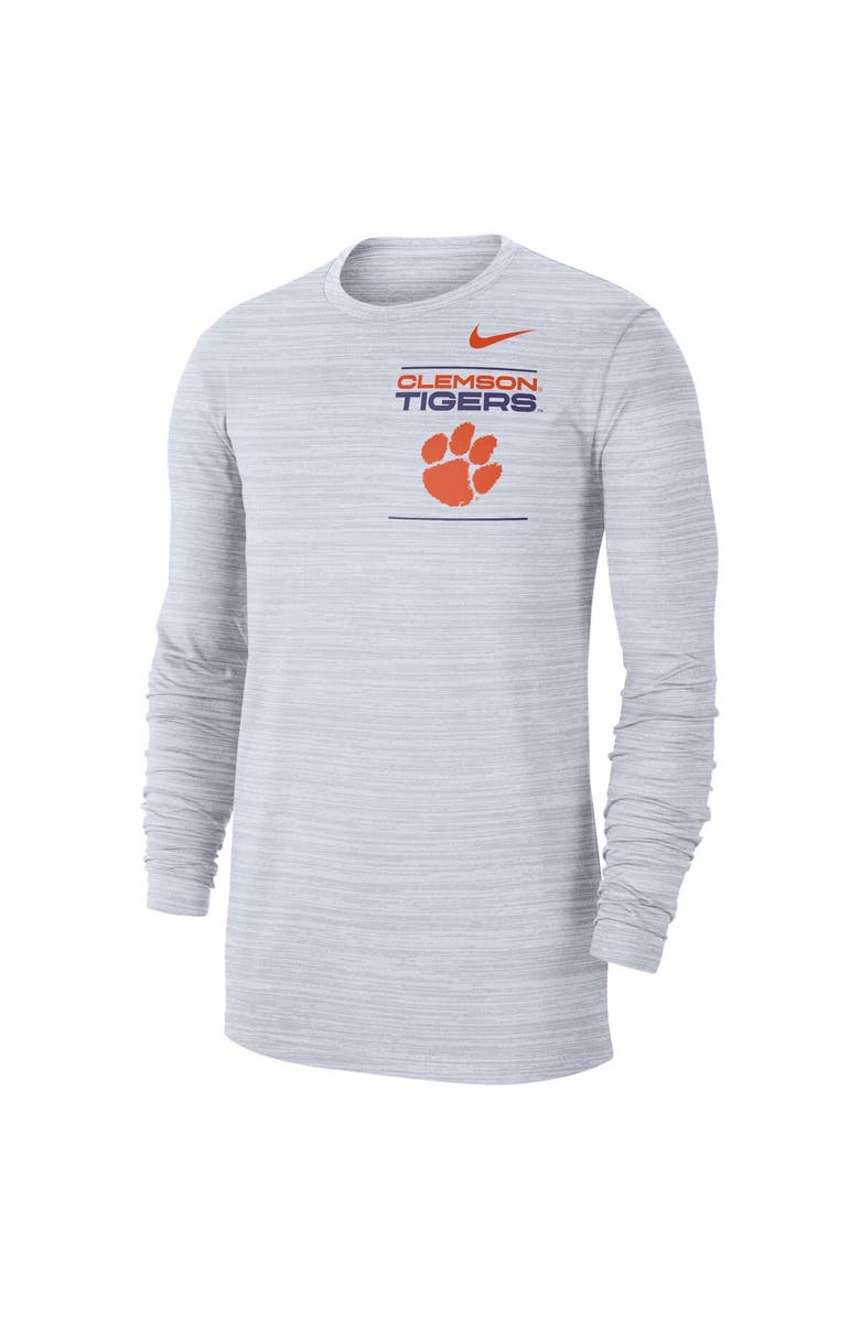 Nike Men's Nike White Clemson Tigers 2021 Sideline Velocity Performance Long Sleeve T-Shirt, Alternate, color,