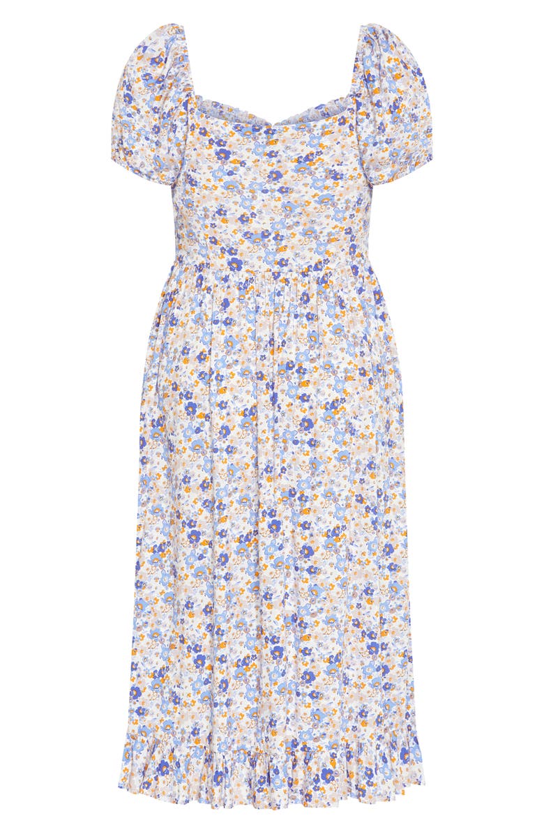 City Chic Emie Print Midi Dress, Alternate, color, Bluebell