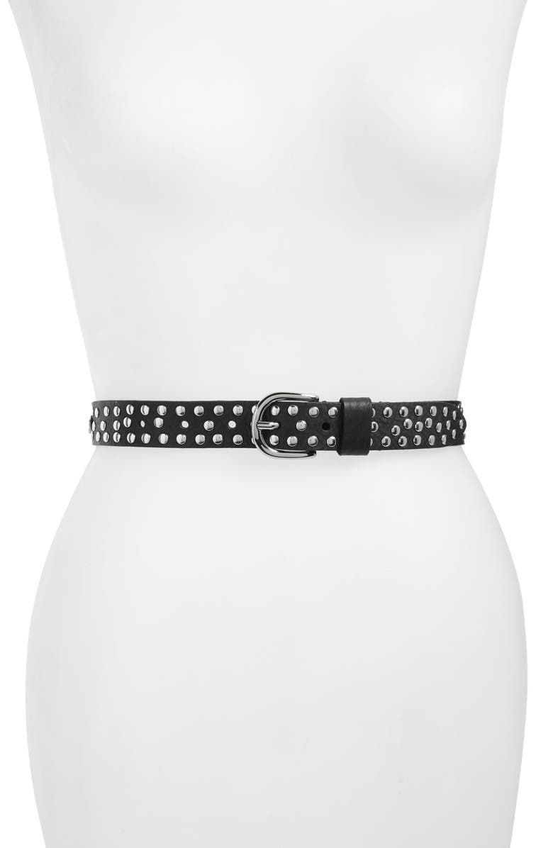 Isabel Marant Zalli Studded Leather Belt, Main, color, 