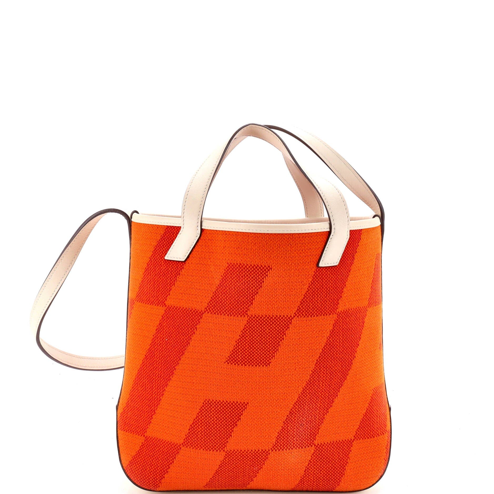 Cabas H en Biais Tote Canvas with Leather 27, Main, color, Orange