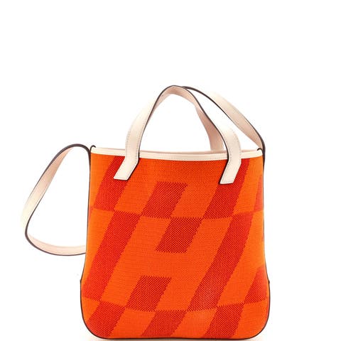 Cabas H en Biais Tote Canvas with Leather 27