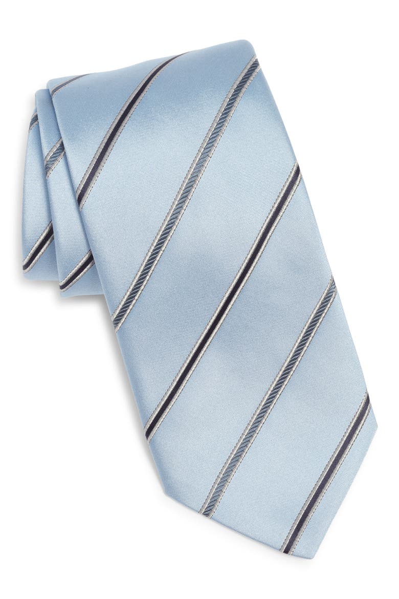 Stripe Silk Tie, Main, color, LIGHT BLUE
