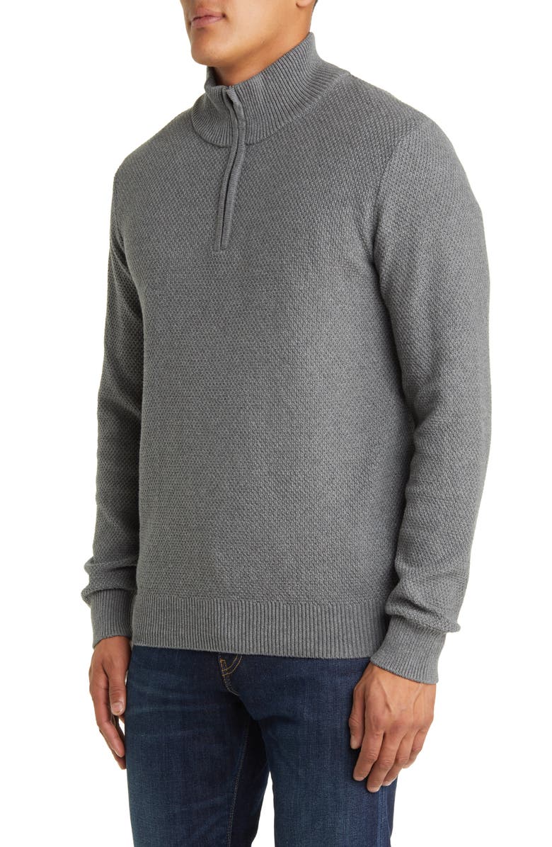 Schott NYC Waffle Knit Quarter Zip Pullover, Alternate, color, 
