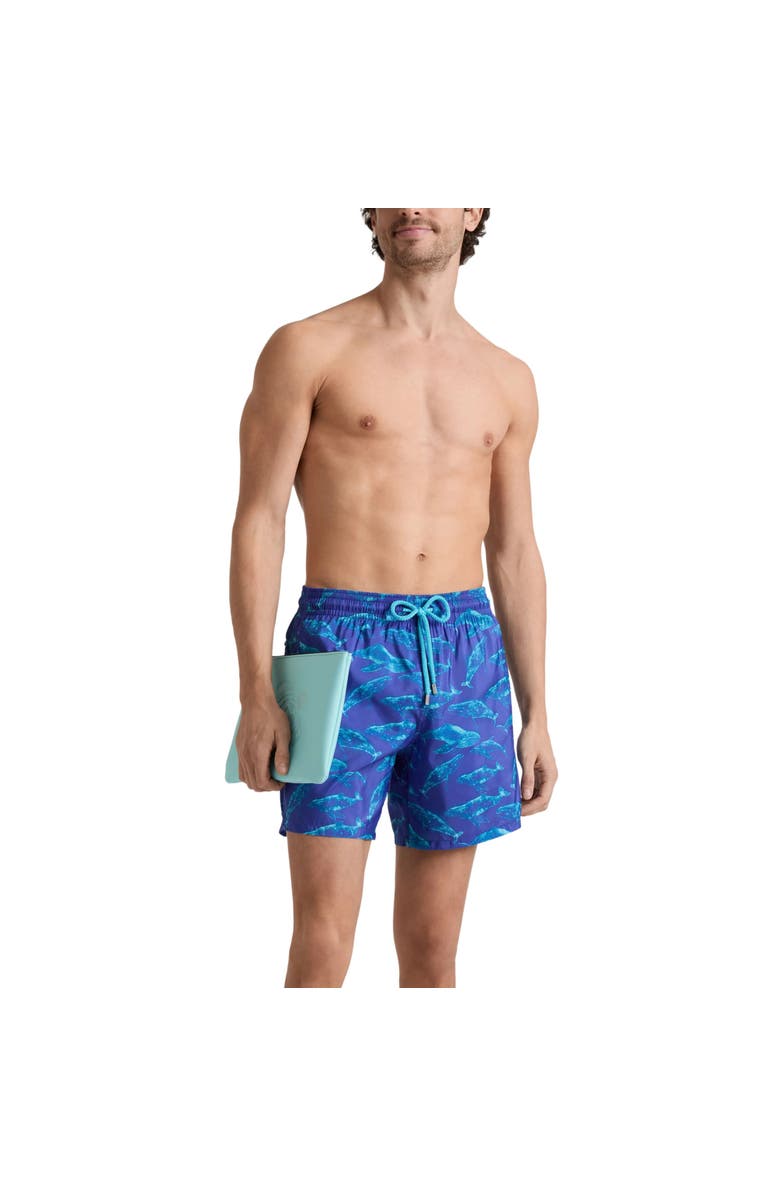 Vilebrequin Men Ultra-light and packable Swim Shorts Sparkling Whales, Alternate, color, Versailles