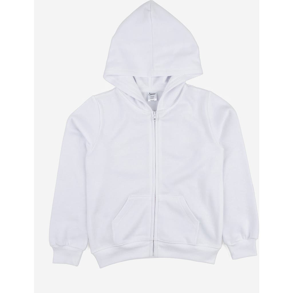 Leveret Kids Zip-up Hoodie, 100% Cotton, Solid Colors In White