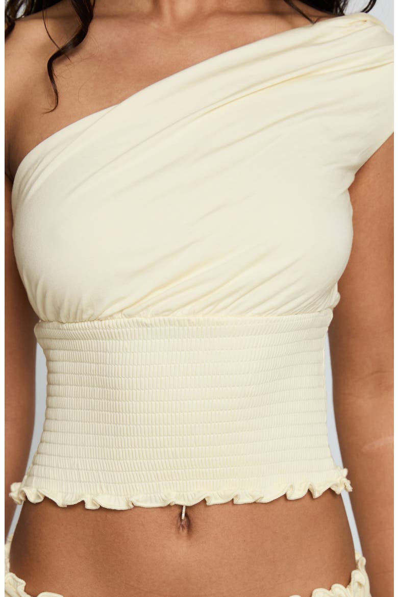 Full Orbit Smocked One-Shoulder Top, Alternate, color, CREAM