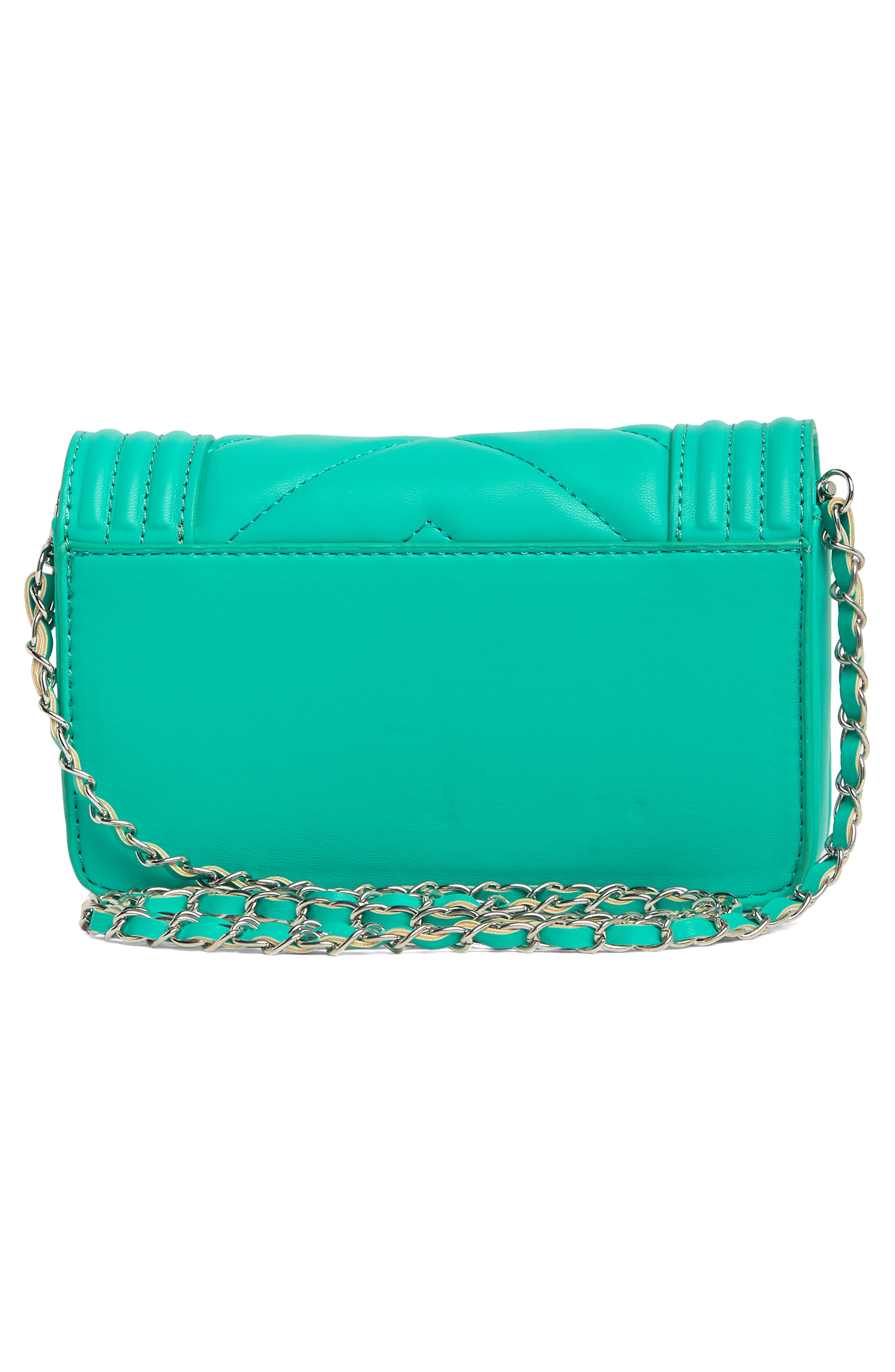 Badgley Mischka Collection Small Chevron Quilted Crossbody Bag, Alternate, color, Green