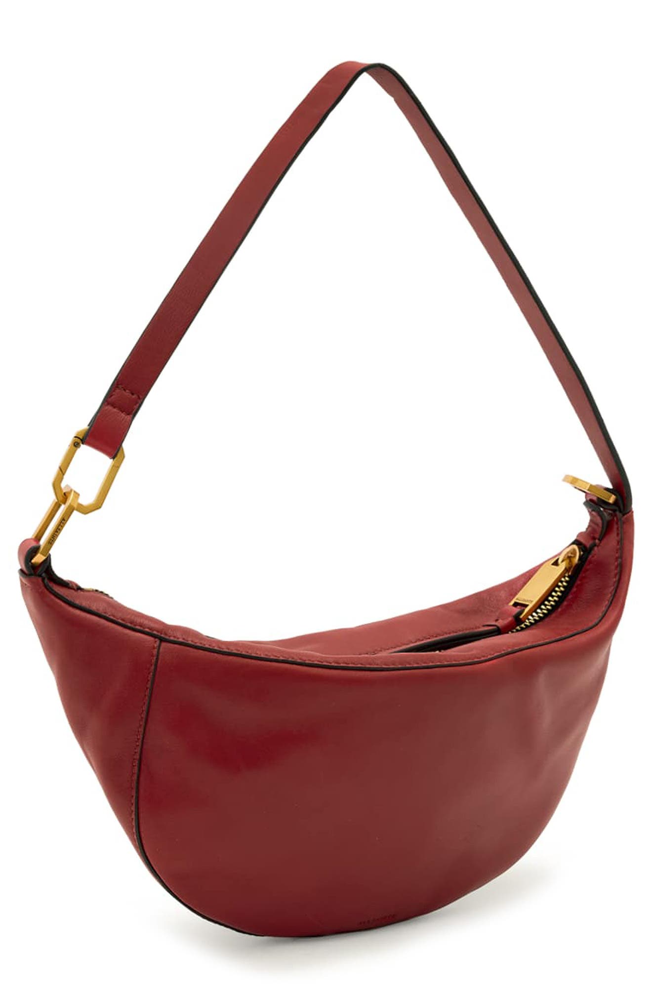 AllSaints Micro Luna Leather Shoulder Bag, Alternate, color, Pyrrole Red
