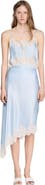 SANDRO Asymmetrical satin skirt with lace