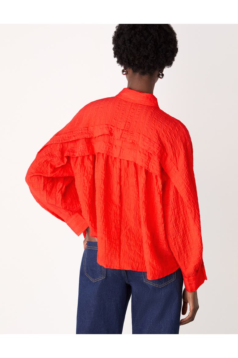 Textured Frill Detail Blouse, Alternate, color, Red