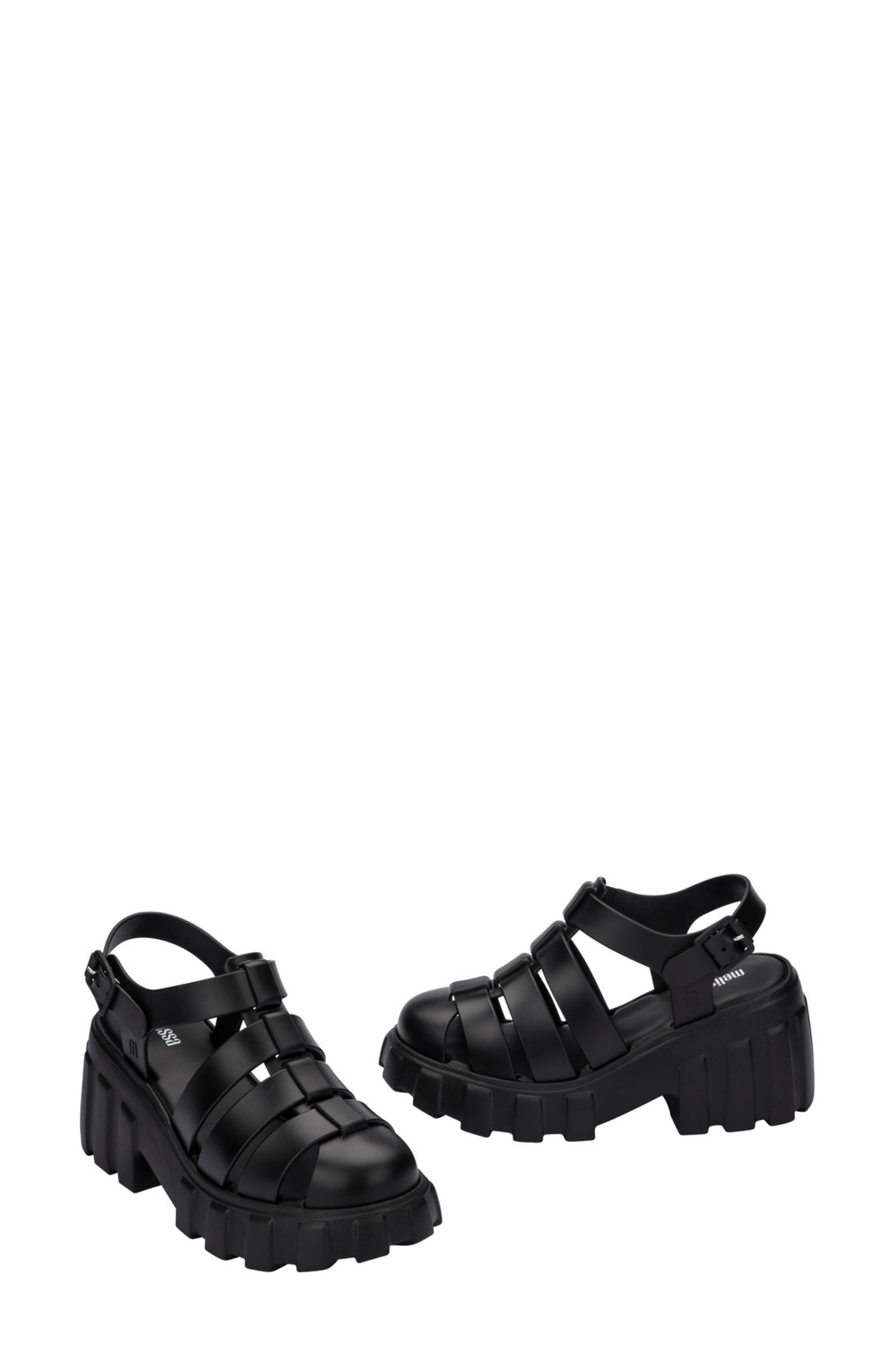 Melissa Megan Platform Fisherman Sandal, Alternate, color, Black