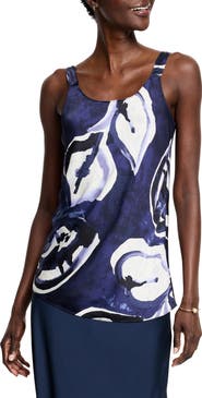 NIC+ZOE Watercolor Vines Scoop Neck Crepe Tank Top