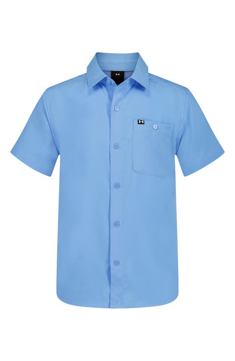 Kids' UA Drift Tide Fish Short Sleeve Performance Button-Up Shirt (Big Kid)