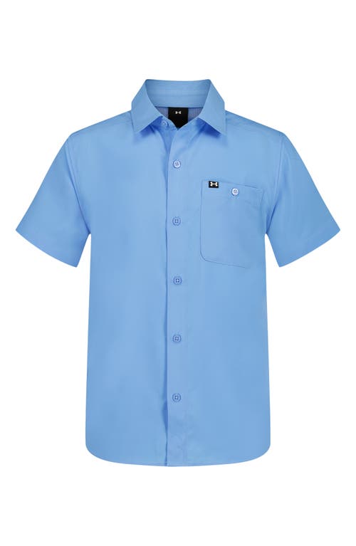 Under Armour Kids' Ua Drift Tide Fish Short Sleeve Performance Button-up Shirt In Blue
