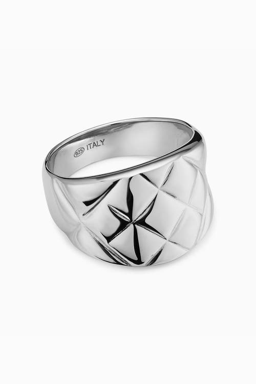 Oradina Sterling Silver Bold Quilted Ring In Silver