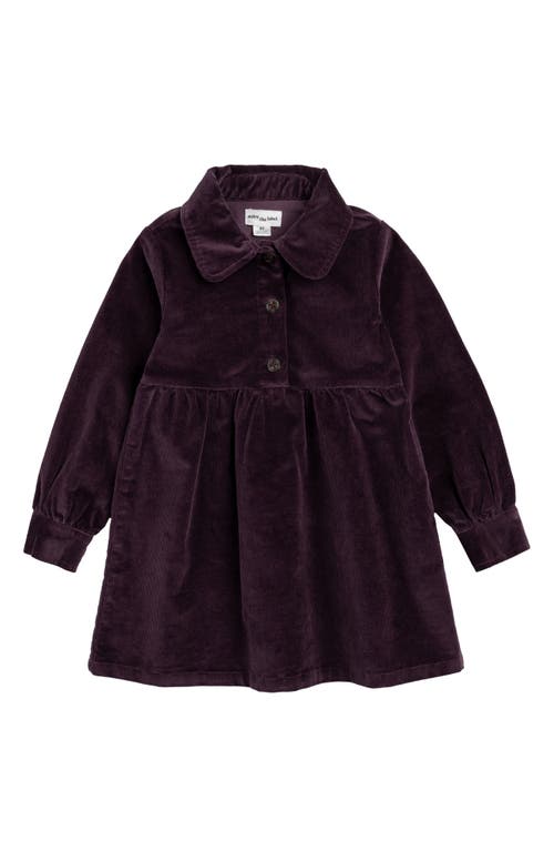 MILES THE LABEL Kids' Long Sleeve Stretch Cotton Corduroy Shirtdress in Dark Purple 