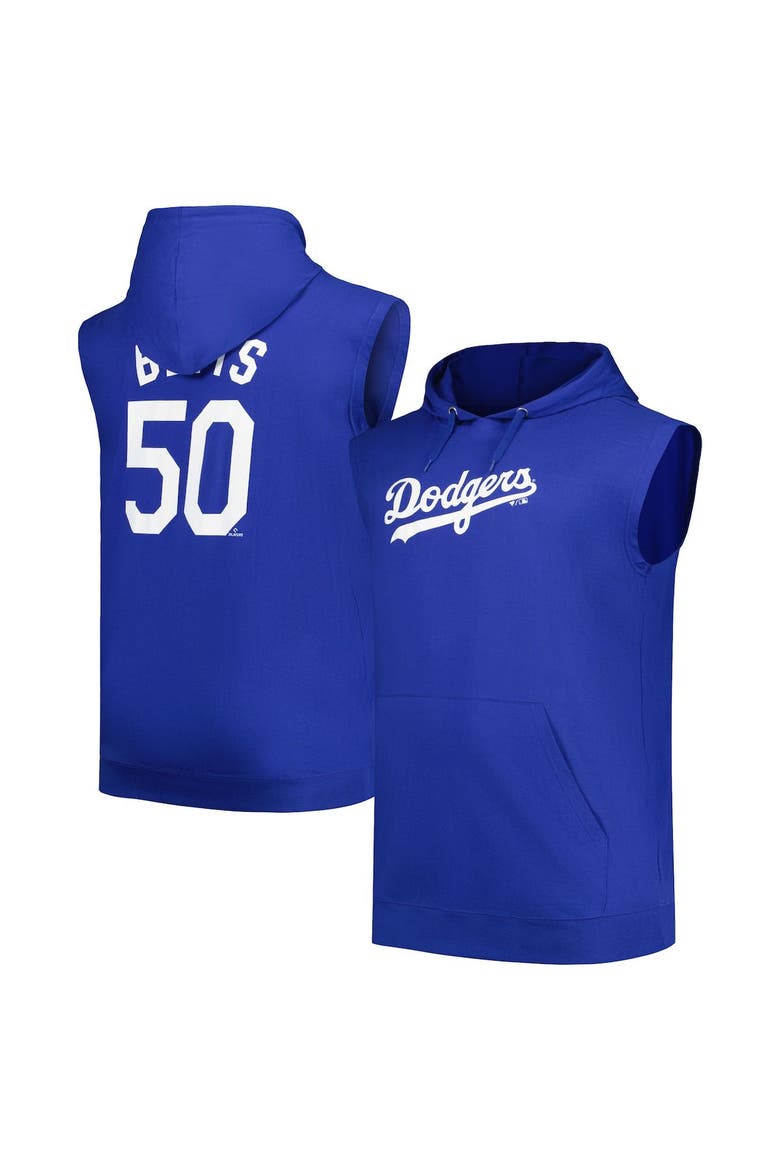 Men's Fanatics Branded Mookie Betts Royal Los Angeles Dodgers Name & Number Muscle Tank Hoodie, Main, color, Royal