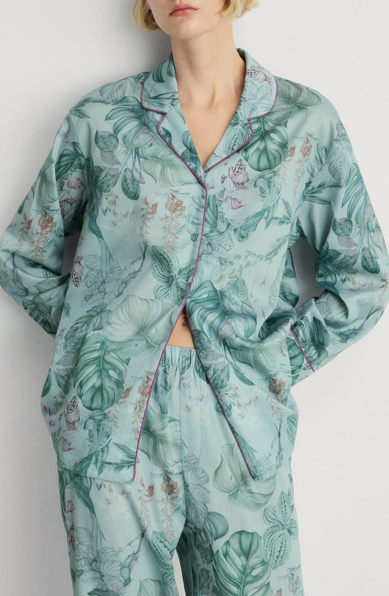 MANGO Tropical Print Pajama Shirt, Main, color, 