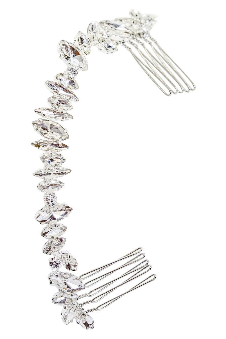 Harlow Crystal Crown Comb, Main, color, CLASSIC SILVER