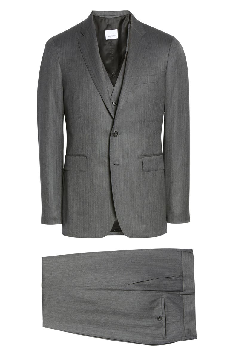 Burberry Slim Fit Wool & Cashmere Three-Piece Suit, Main, color, 