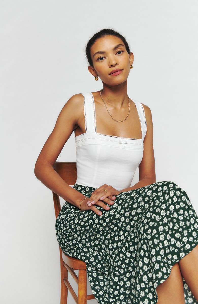 Reformation Eloise Smocked Linen Tank, Alternate, color, 