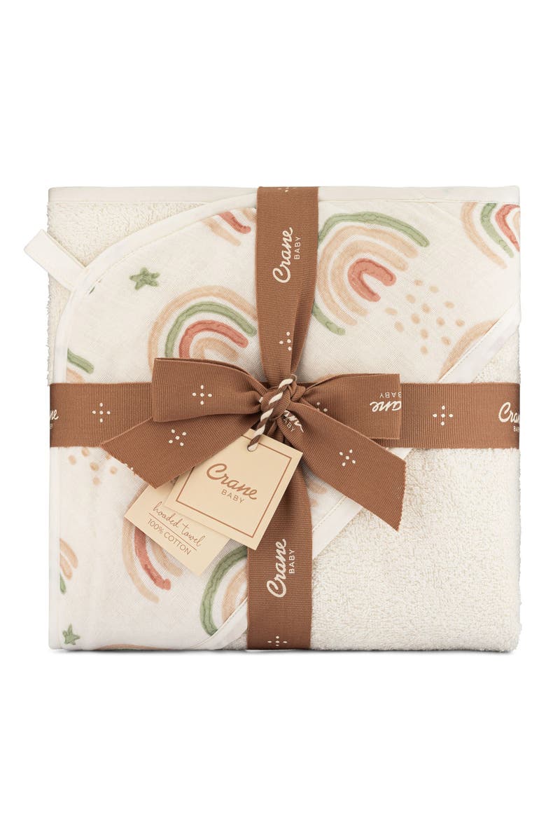 CRANE BABY Parker Hooded Cotton Muslin Towel, Alternate, color, Beige
