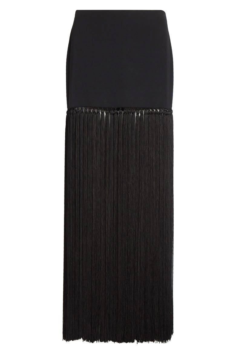 Tassel Wool Gabardine Miniskirt, Alternate, color, BLACK