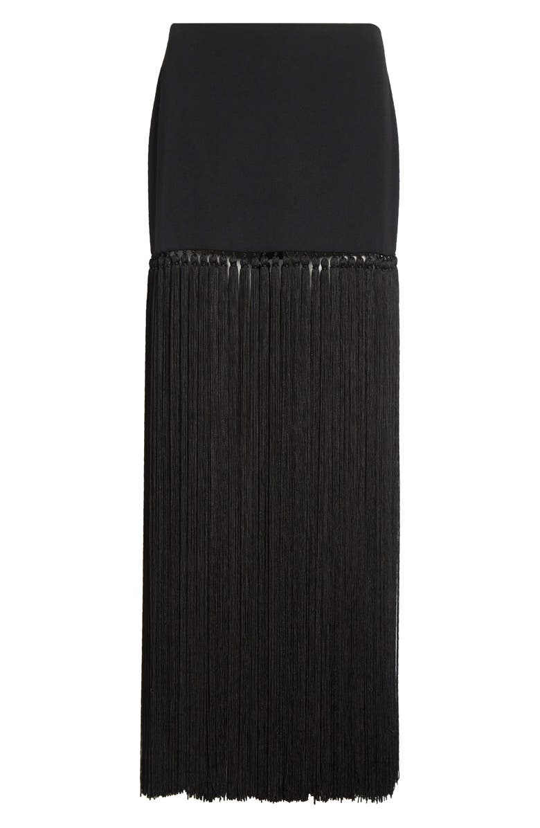 Michael Kors Collection Tassel Wool Gabardine Miniskirt, Alternate, color, Black