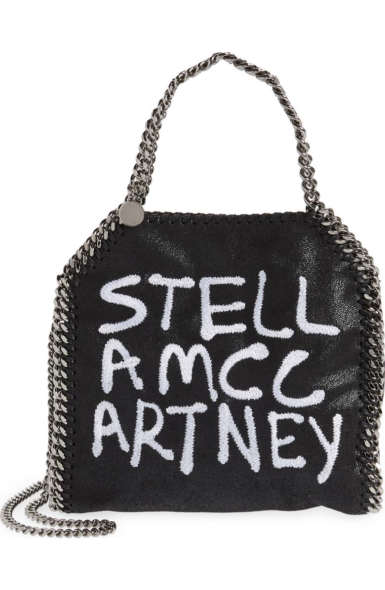 Stella McCartney x Ed Curtis Shared 3 Mini Falabella Embroidered Logo Faux Leather Tote, Main, color,