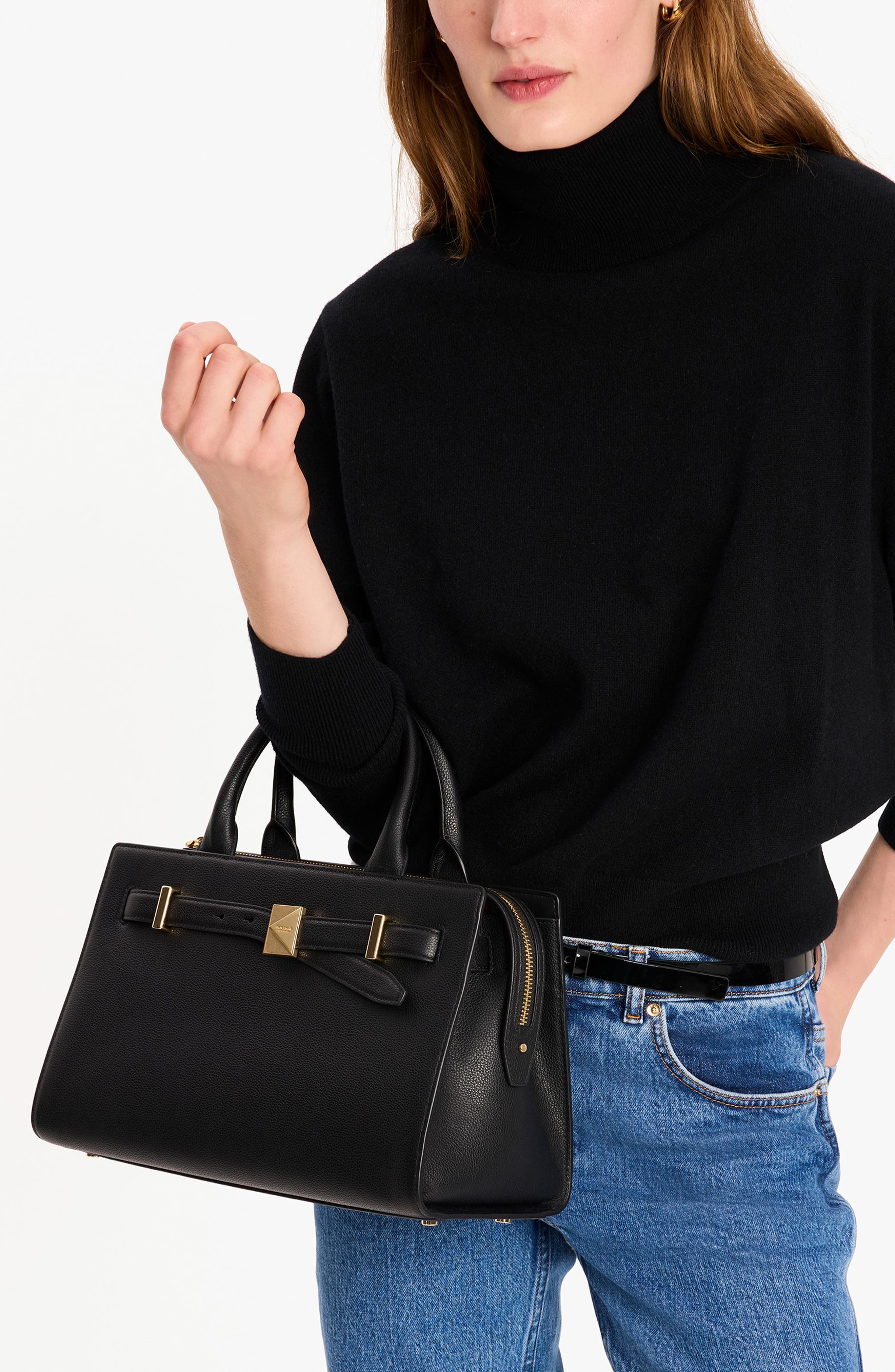 Kate Spade New York medium deco leather satchel, Alternate, color, 