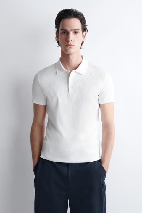 Slim Ribbed Cotton Polo Shirt