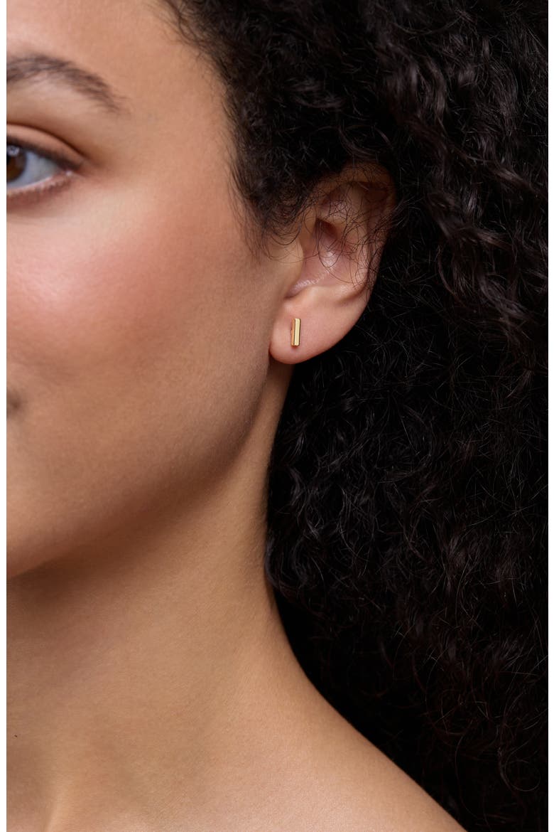 14K Gold Bar Stud Earrings, 7mm (Online Trunk Show), Alternate, color, 14KY