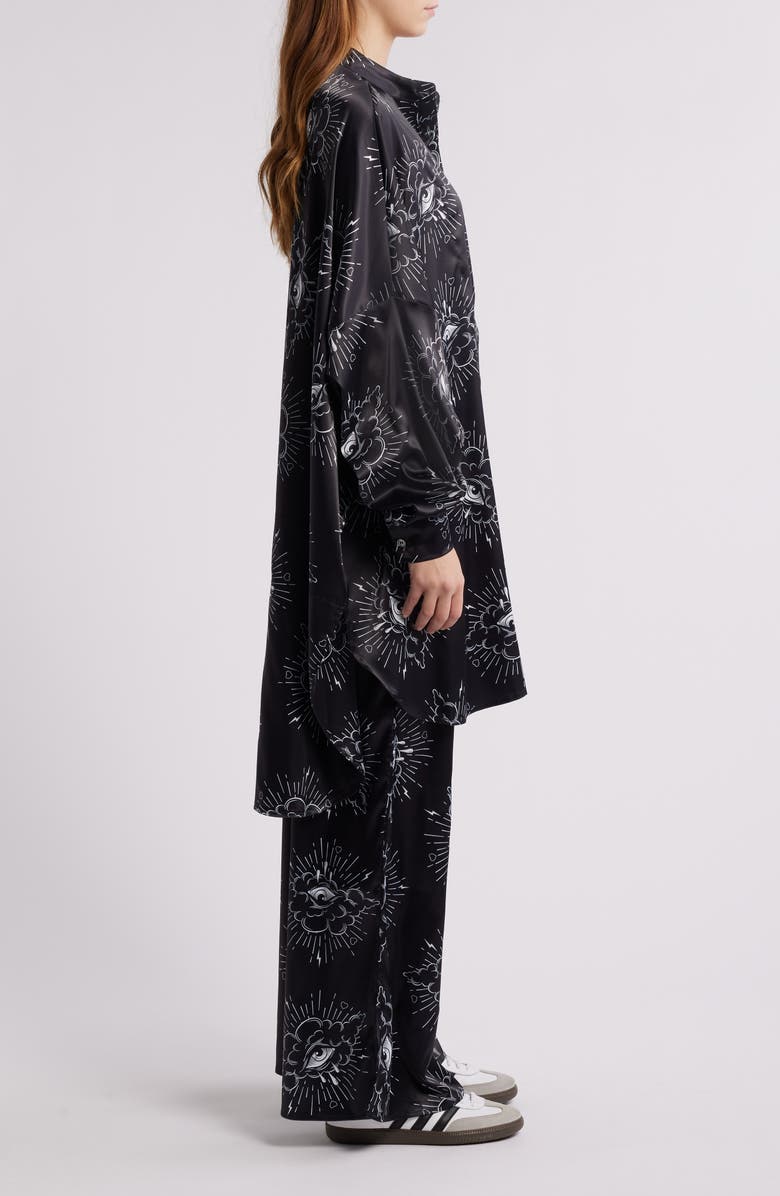 Dressed in Lala Lala Oversize Satin Button-Up Shirt & Wide Leg Pants Set, Alternate, color, 