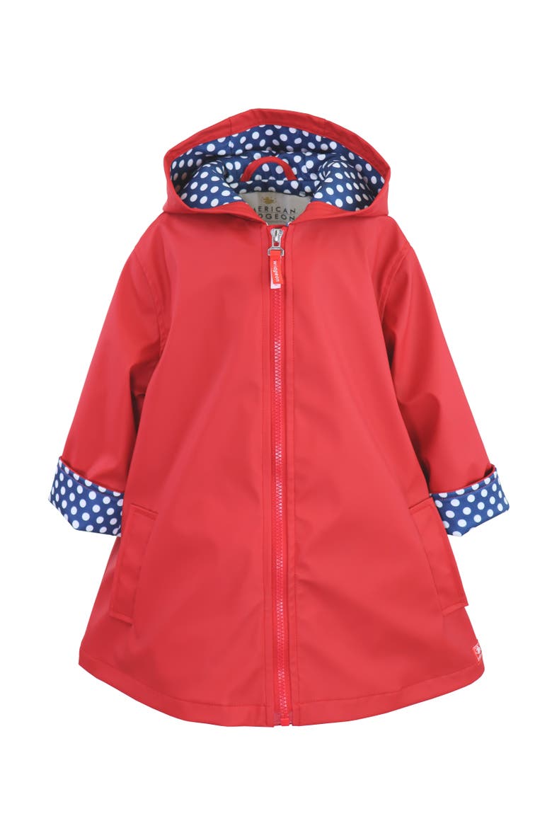 Hooded A-Line Raincoat, Main, color, Lollipop Red