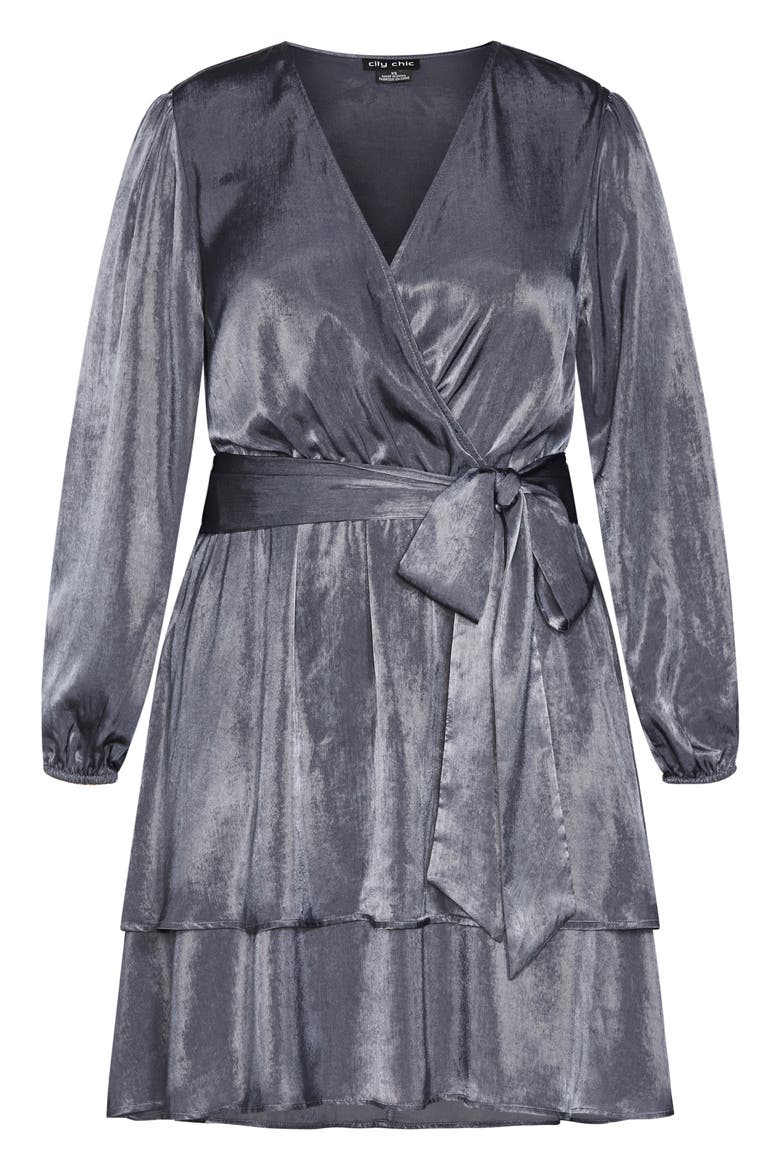 Twisted Ruffle Long Sleeve Minidress, Alternate, color, SLATE