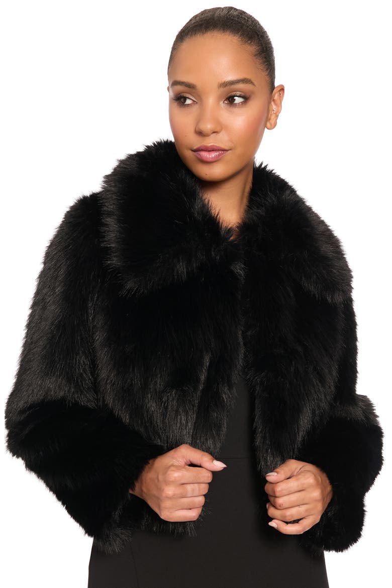 Faux Fur Jacket, Alternate, color, BLACK