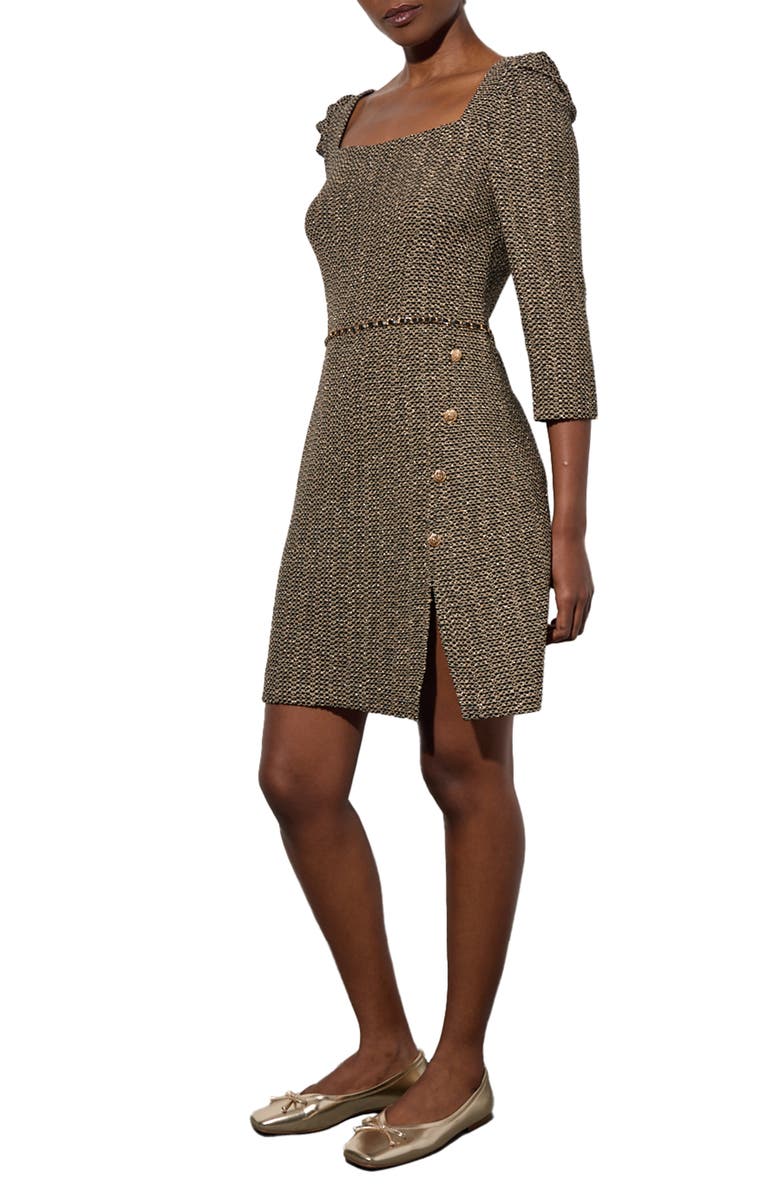 Ming Wang Metallic Tweed Sheath Dress, Alternate, color, 