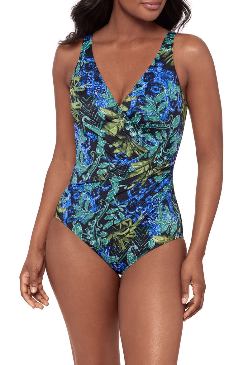 Gasparilla Oceanus One-Piece Swimsuit, Main, color, BLACK/ MULTI