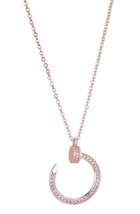 Curved Cubic Zirconia Nail Ring Pendant Necklace