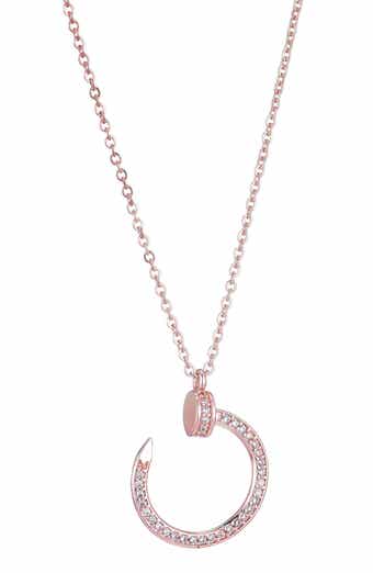 Adornia Curved Cubic Zirconia Nail Ring Pendant Necklace