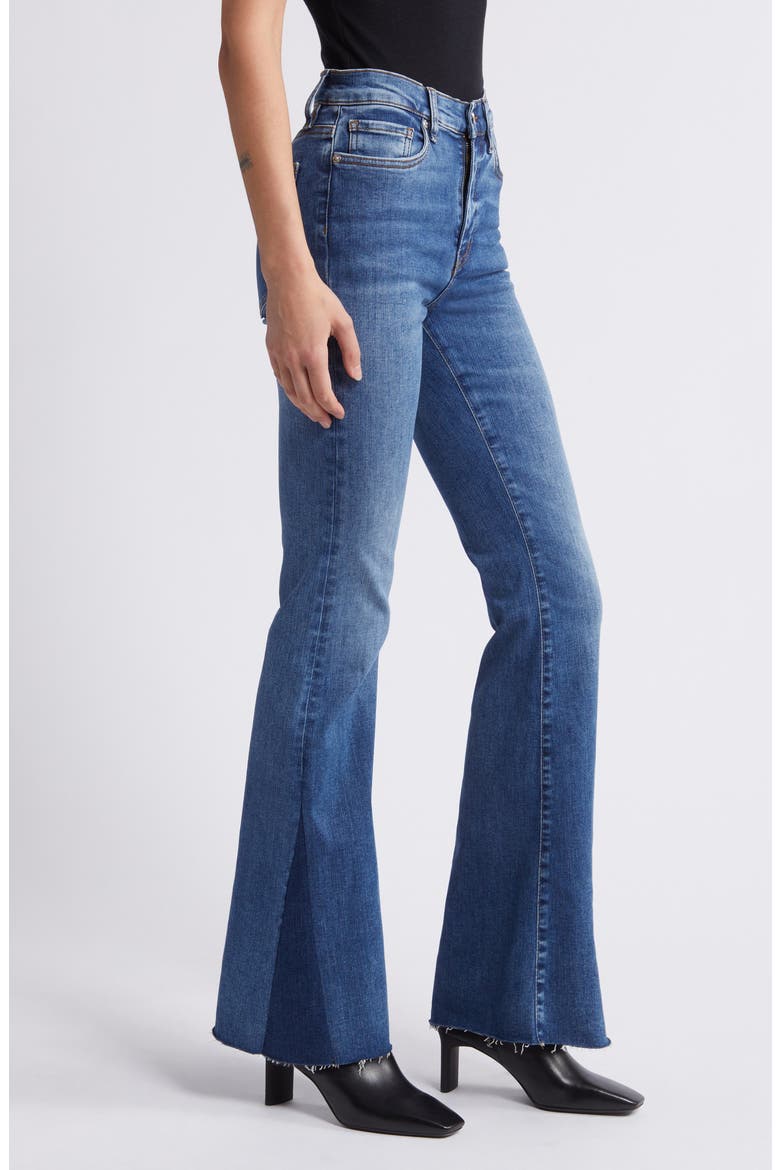 Le Easy Flare Raw Hem Jeans, Alternate, color, MERMAID