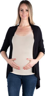 24seven Comfort Apparel Maternity Elbow Length Sleeve Open Cardigan