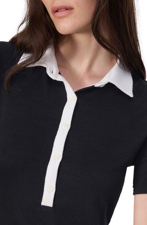 Rag & Bone The Knit Button Polo Top In Black