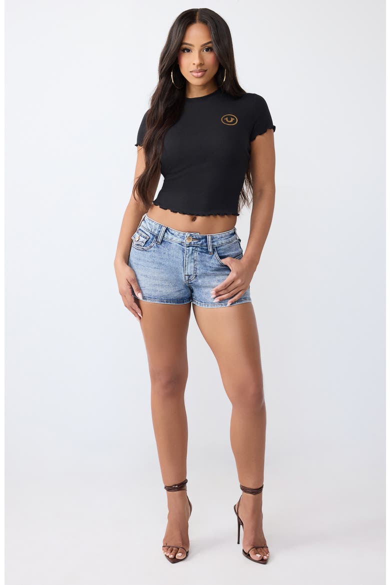 Jennie Low Rise Denim Shorts, Alternate, color, MEDIUM AVENTURINE BLUE WASH