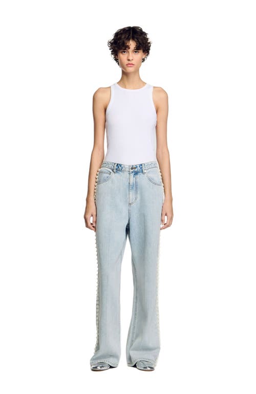 Sandro Beaded Jeans In Light Bu Jean
