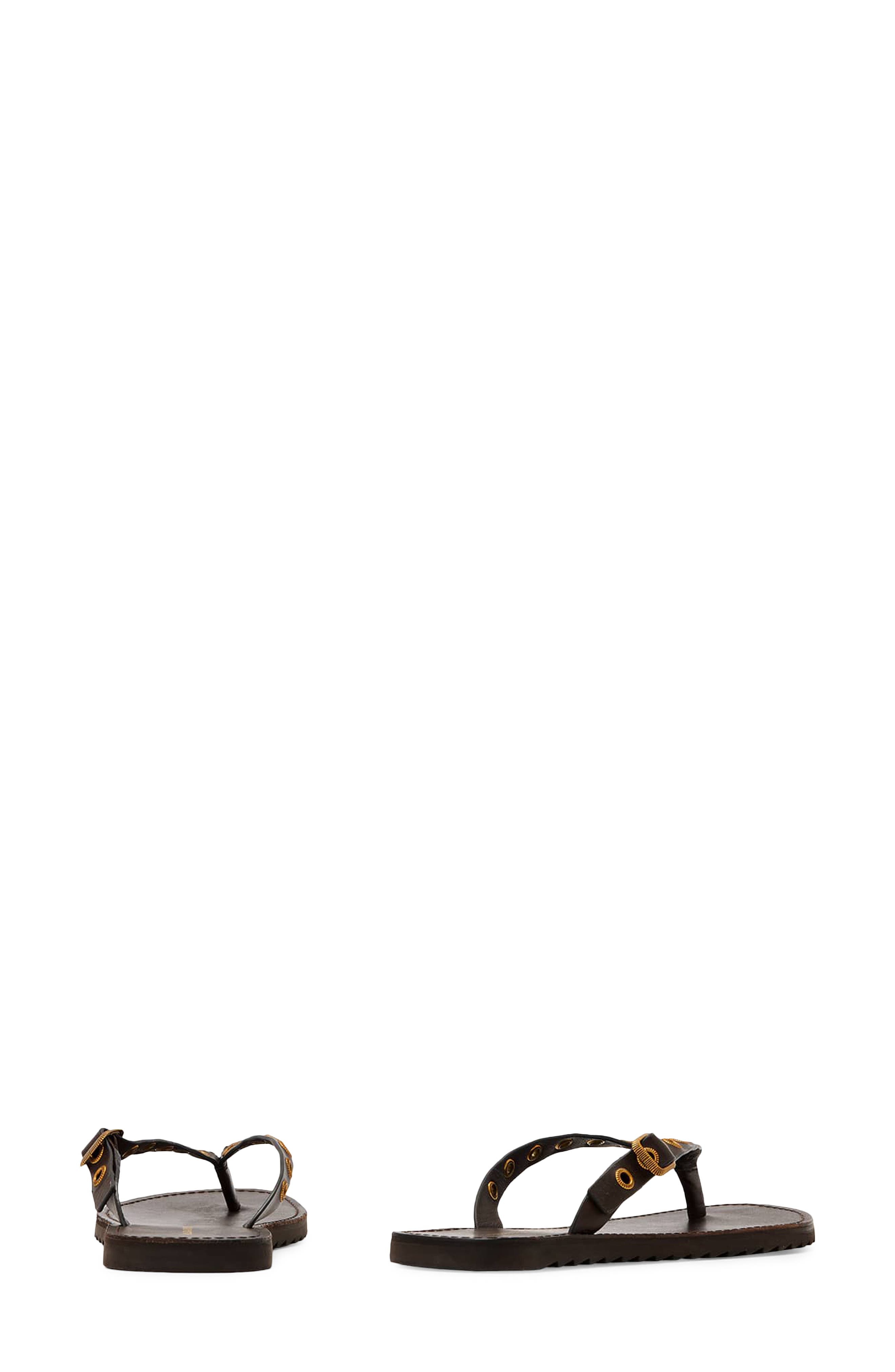 AllSaints Sydney Eyelet Flip Flop, Alternate, color, Dark Brown