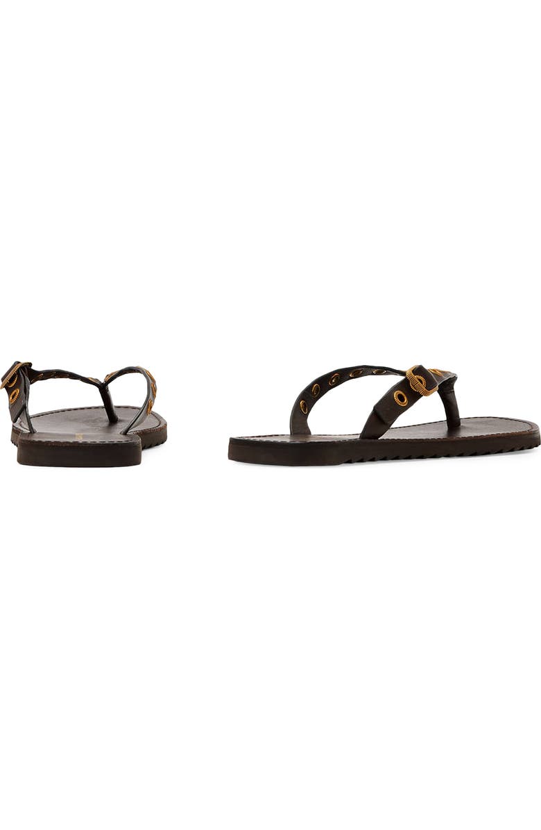 AllSaints Sydney Eyelet Flip Flop, Alternate, color, Dark Brown