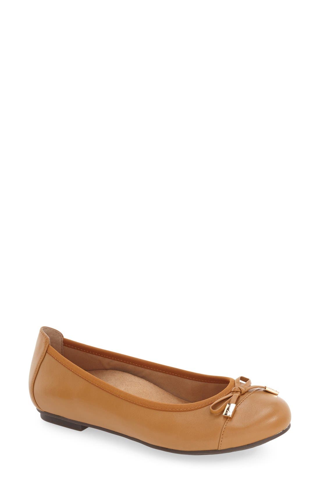 'Minna' Leather Flat, Main, color, TAN LEATHER